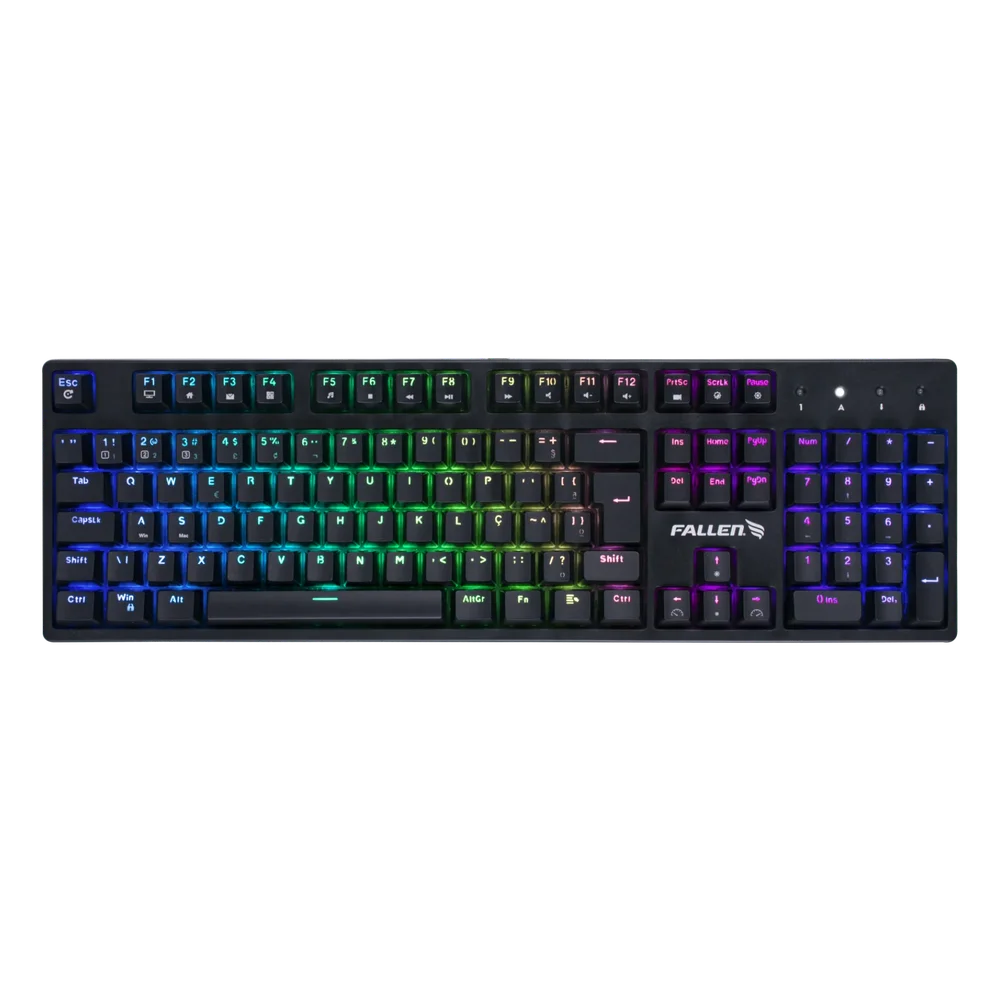 Teclado Gamer Mecânico Fallen Pantera Full-Size Switch Blue Preto