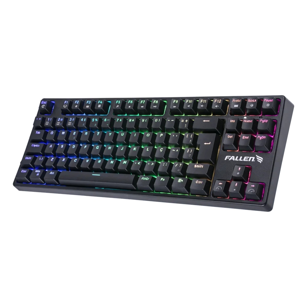 Teclado Gamer Mecânico Fallen Pantera TKL Switch Blue Preto