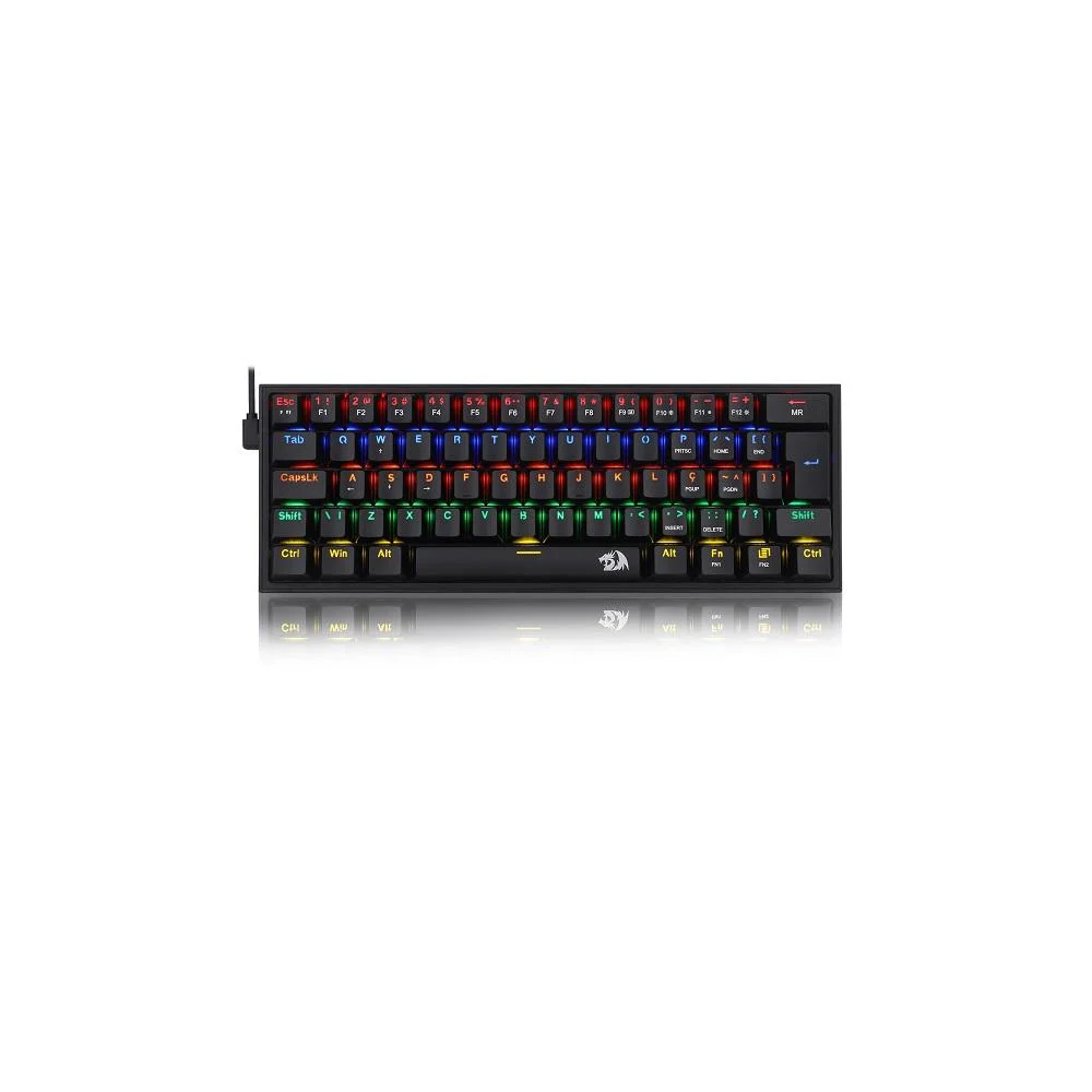 Teclado Gamer Mecânico Redragon Fizz Preto ABNT2 K617-R-B