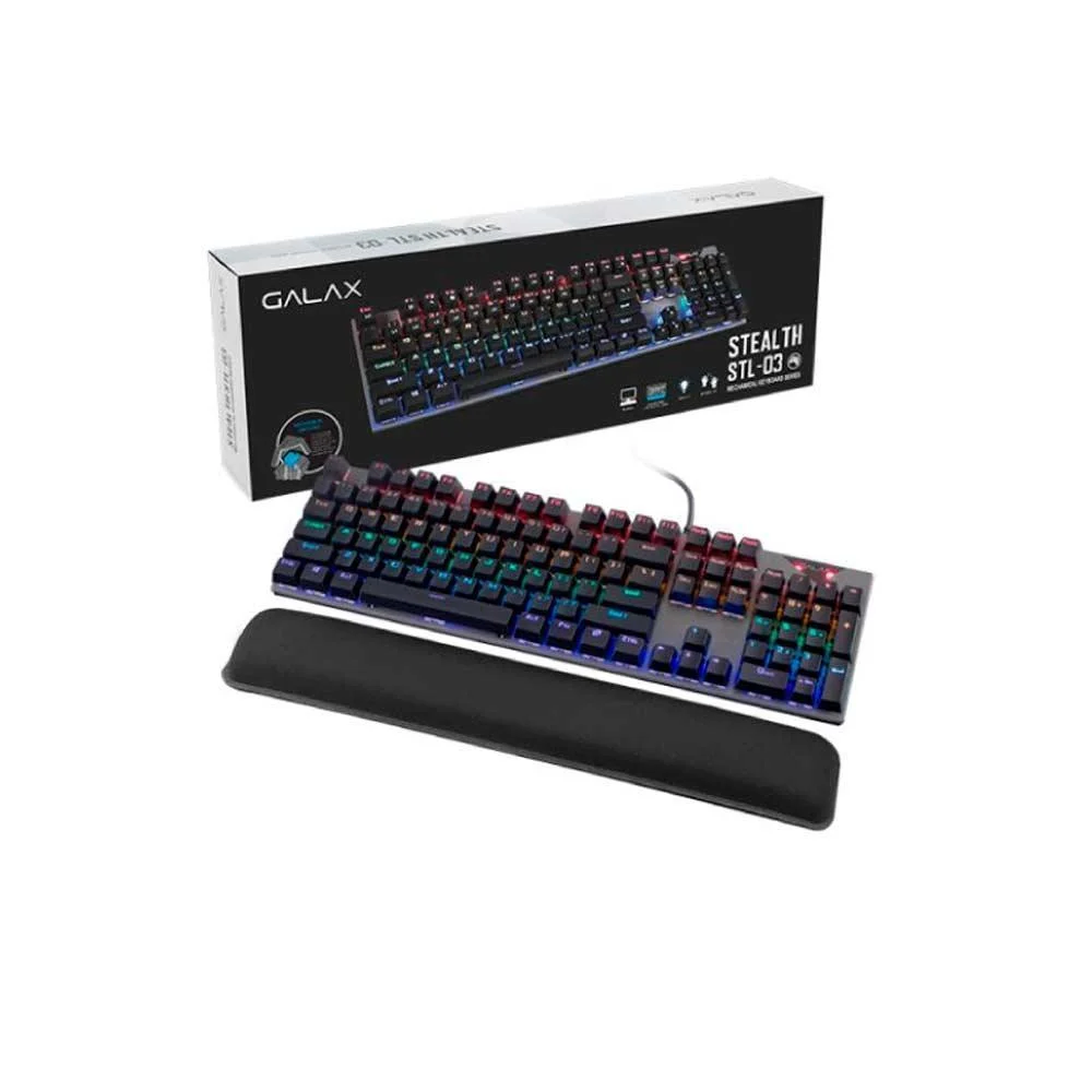 Teclado Gamer Mecânico Galax Stealthy Series STL-03 RGB Switch Blue 104 Teclas Metal KGS0314T1MR1BBK0
