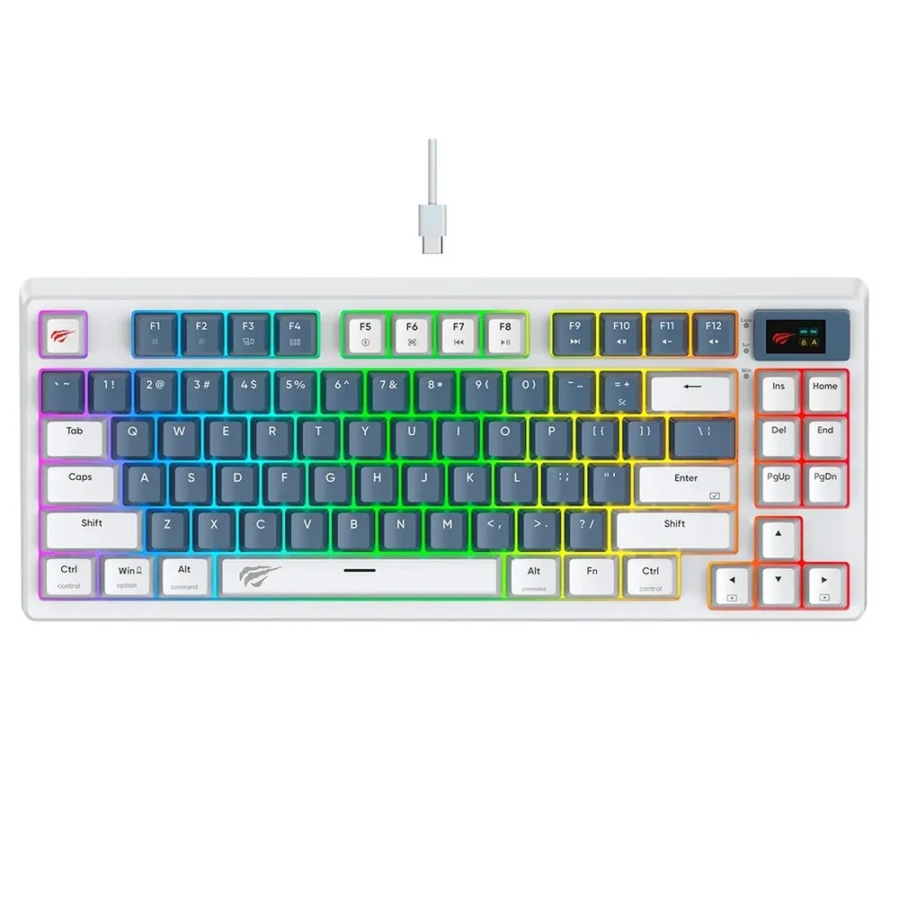 Teclado Gamer Mecânico Havit RGB Layout US Branco KB884L