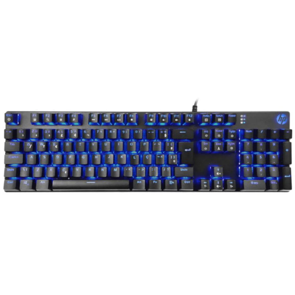 Teclado Gamer Mecânico HP LED Switch Blue Chumbo GK400F