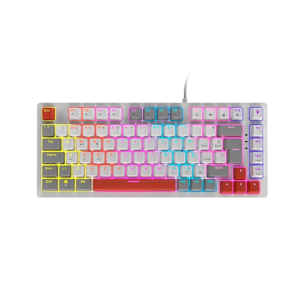 Teclado Gamer Mecânico PCYES Kirin 75% LED Rainbow Switch Blue Fantasma Branco ABNT2 PTKRWG75BL