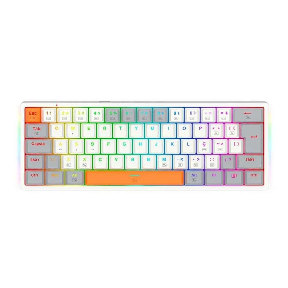 Teclado Gamer Mecânico Redragon Akali RGB Switch Brown Branco/Cinza/Laranja K642WGO-RGB (PT-BROWN)