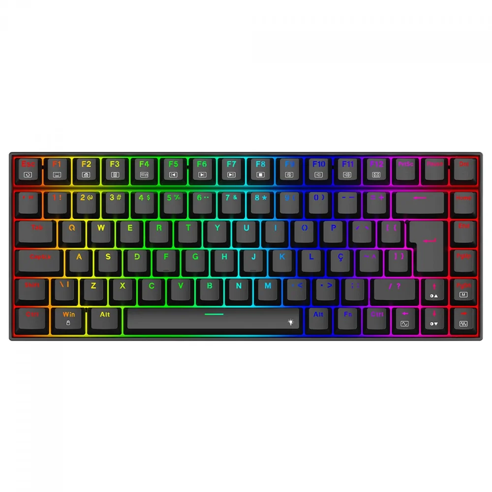 Teclado Gamer Mecânico Redragon Phantom 75% RGB Switch Brown ABNT2 Preto K629-RGB (PT-BROWN)