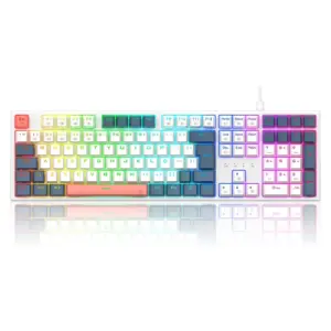 Teclado Gamer Mecânico Redragon Trundle RGB Switch Brown Branco/Azul/Laranja K668WBO-RGB (PT-BROWN)