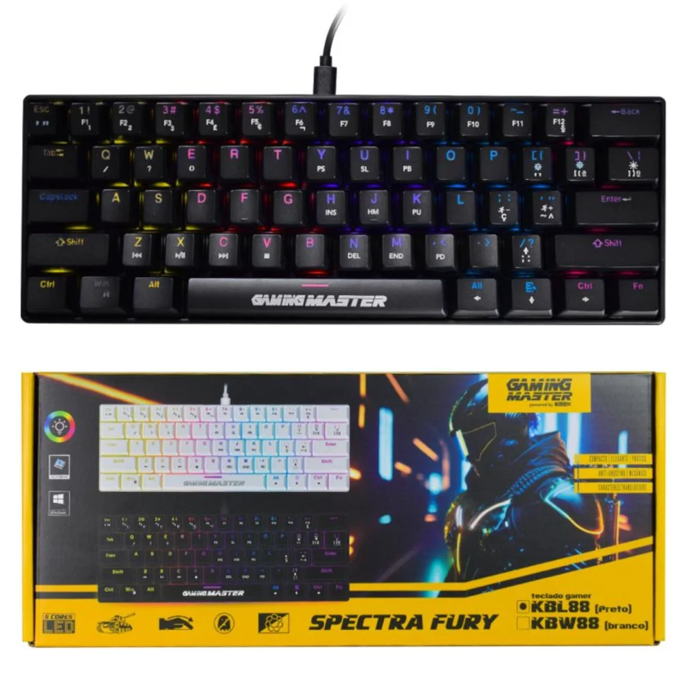 Teclado Gamer Mecânico Spectrafury RGB Preto KBL8