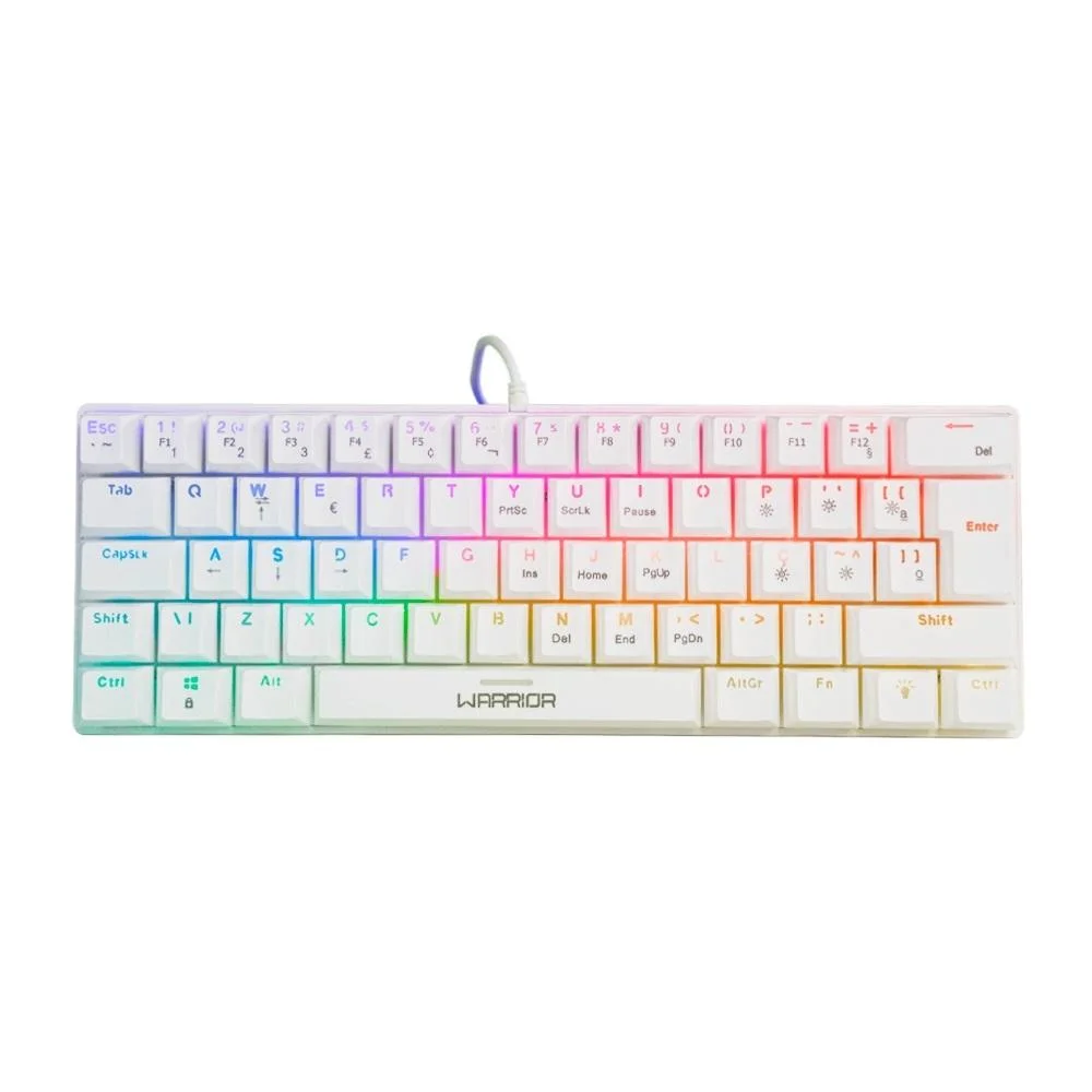 Teclado Gamer Mecânico Warrior Royal Precision Artic Edition 60% Branco ABNT2 TC311