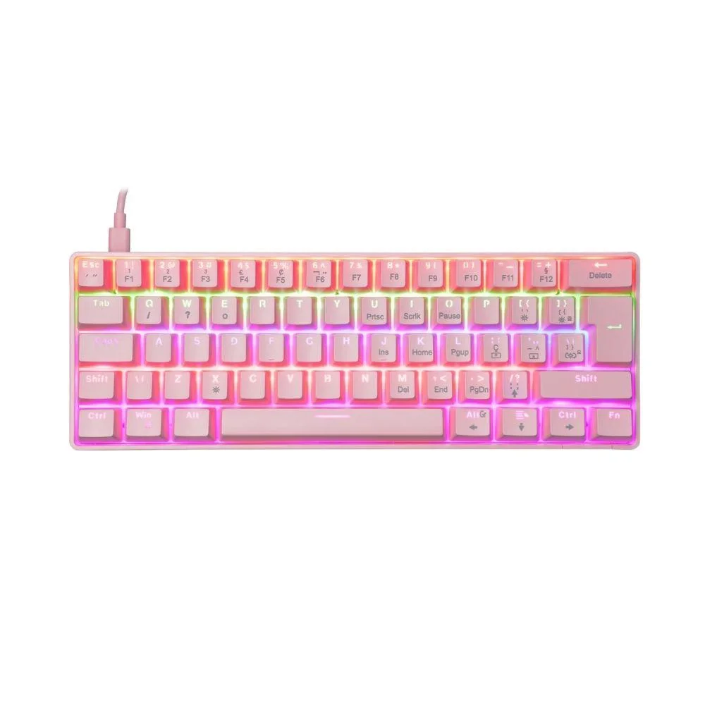 Teclado Mecânico OEX Game Ziggy Gamer LED Rainbow Rosa TC607