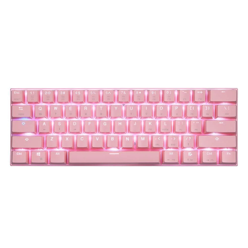 Teclado Gamer Mecânico Motospeed GK82 LED Branco Switch Blue Sem Fio Rosa FMST0050AZL