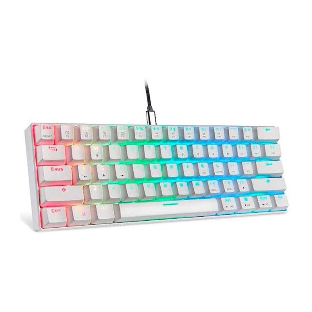 Teclado Gamer Mecânico Motospeed CK61 RGB Switch Red Anti-Ghosting ABNT2 Branco