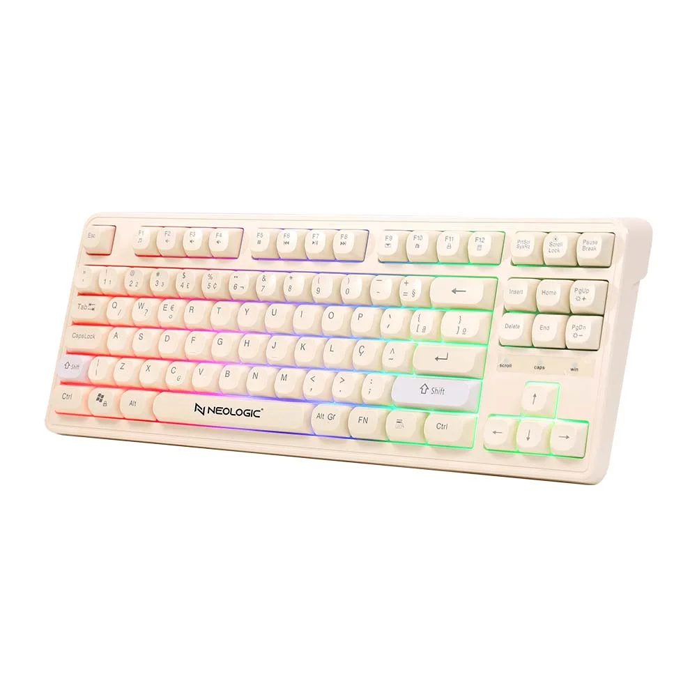 Teclado Gamer Neologic Infinite Play Colors Rainbow Branco