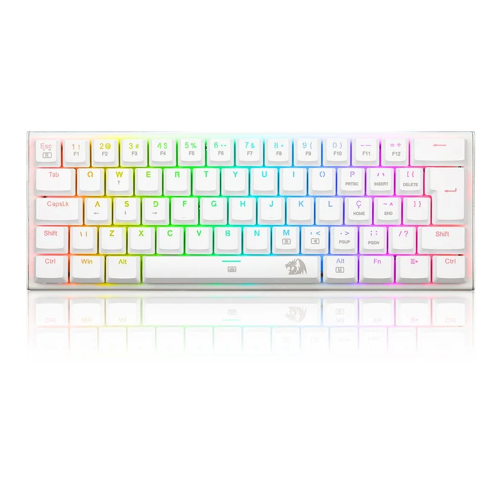 Teclado Gamer Mecânico Redragon Anivia Lunar White RGB Switch Blue