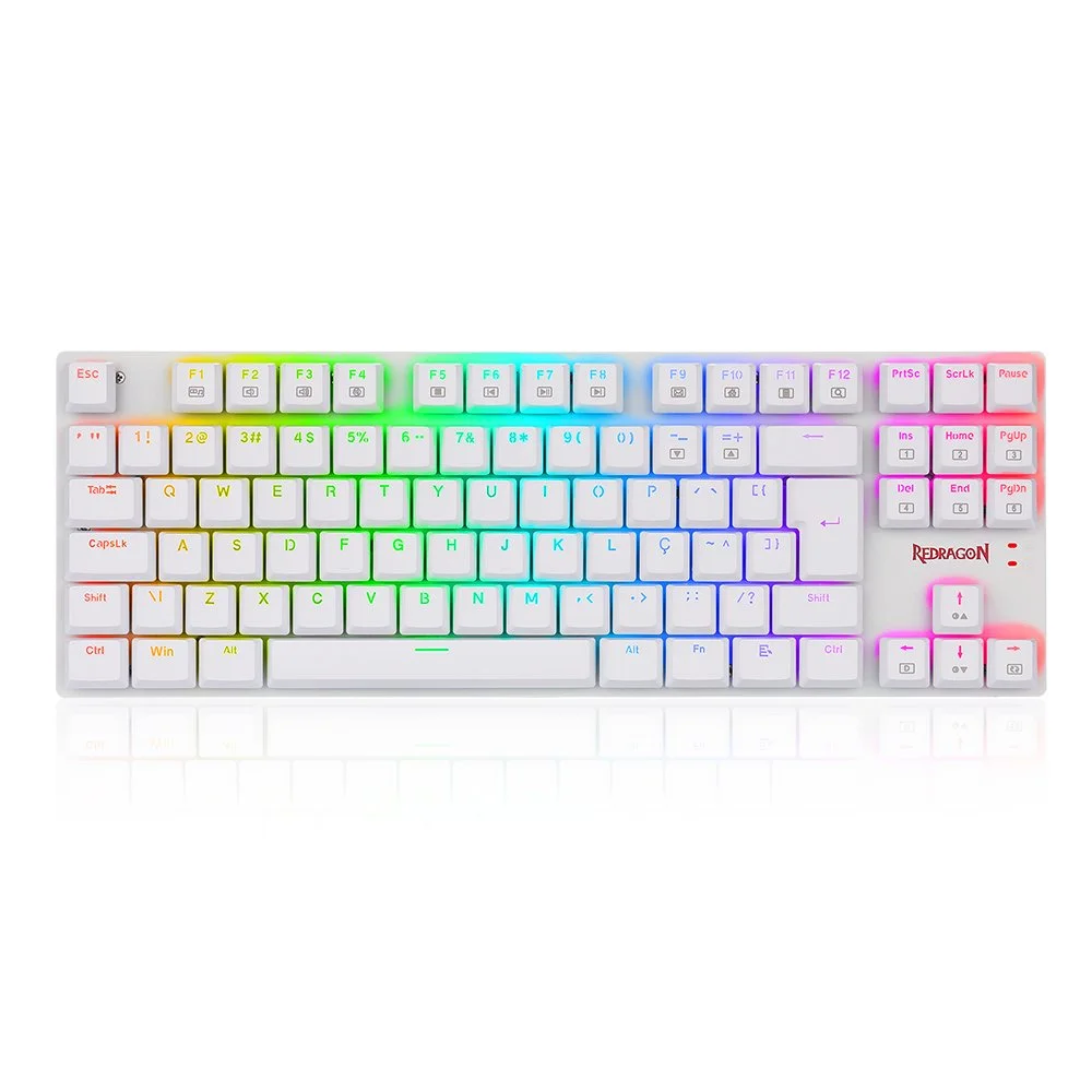 Teclado Gamer Mecânico Redragon APS Low-Profile RGB Switch Blue Branco K607W