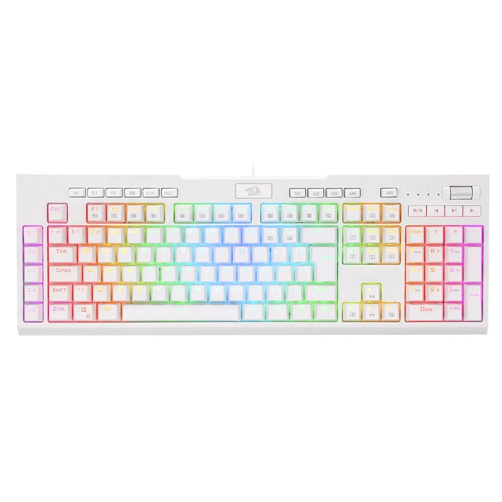 Teclado Gamer Óptico Redragon Brahma Pro RGB Switch Blue Branco K586W