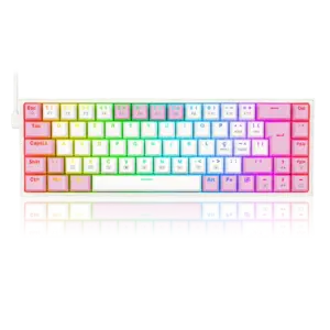 Teclado Gamer Mecânico Redragon Castor RGB Switch Blue Branco com Rosa K631WP Teclado Gamer Mecânico Redragon Castor RGB Switch Blue Branco com Rosa K631WP