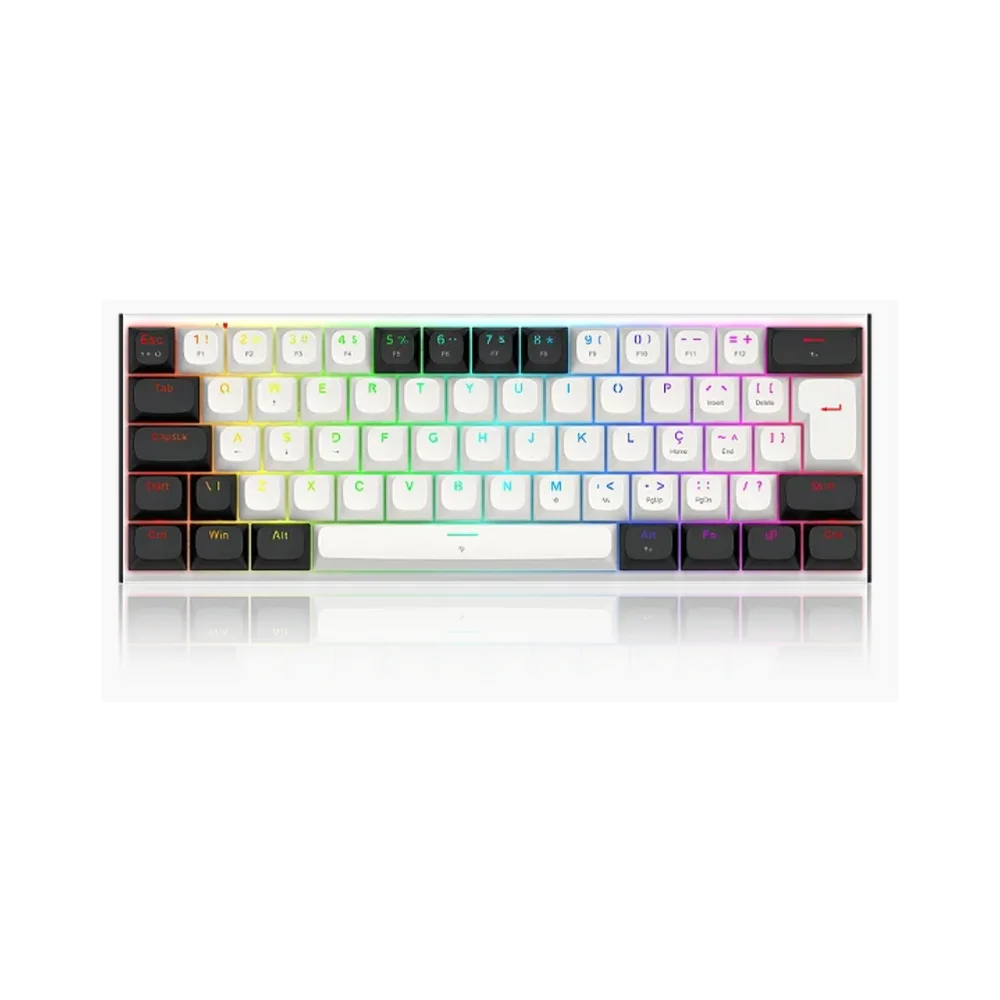 Teclado Gamer Mecânico Redragon Fidd RGB Switch Pink Preto/Branco K683BW-RGB