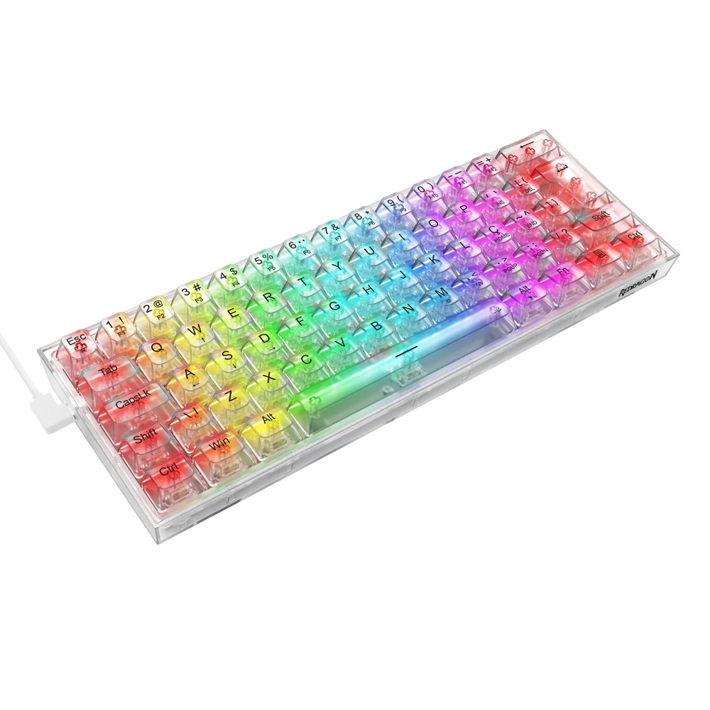Teclado Gamer Mecânico Redragon Fizz Crystal RGB Switch Crystal Linear K617CT-RGB