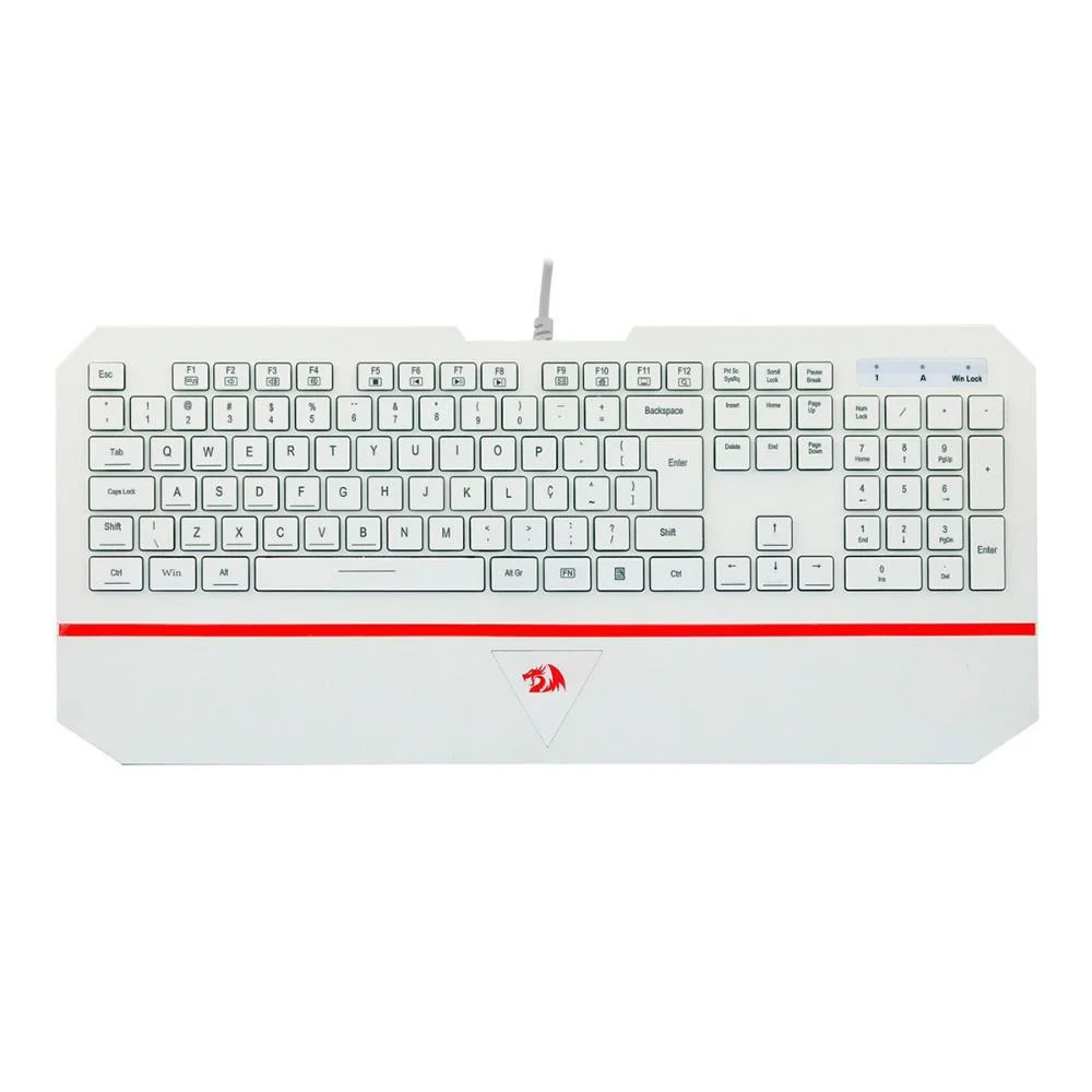 Teclado Gamer Membrana Redragon Karura 2 Multimídia ABNT2 Branco K502W-N