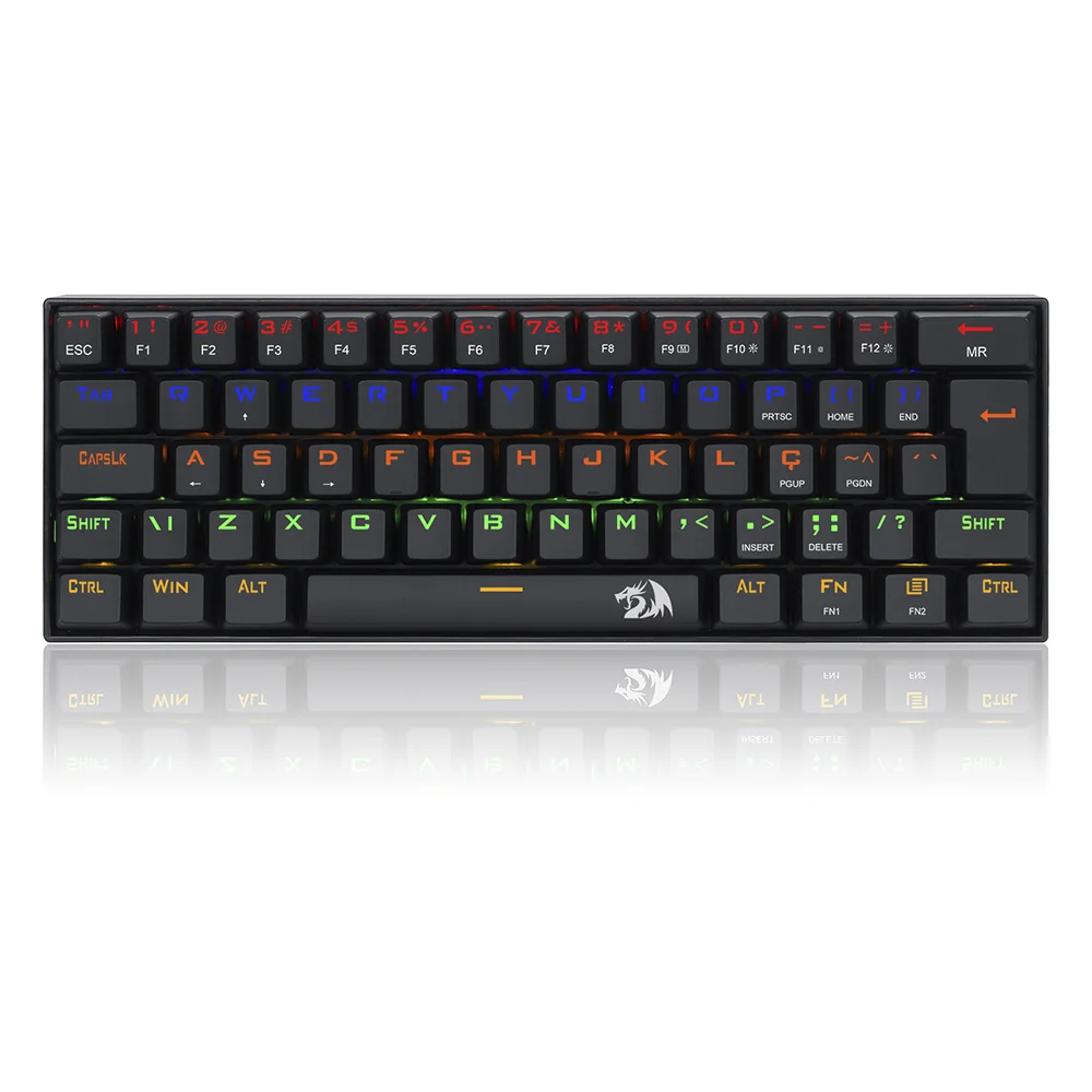 Teclado Gamer Mecânico Redragon Lakshmi 60% Rainbow Switch Blue K606R