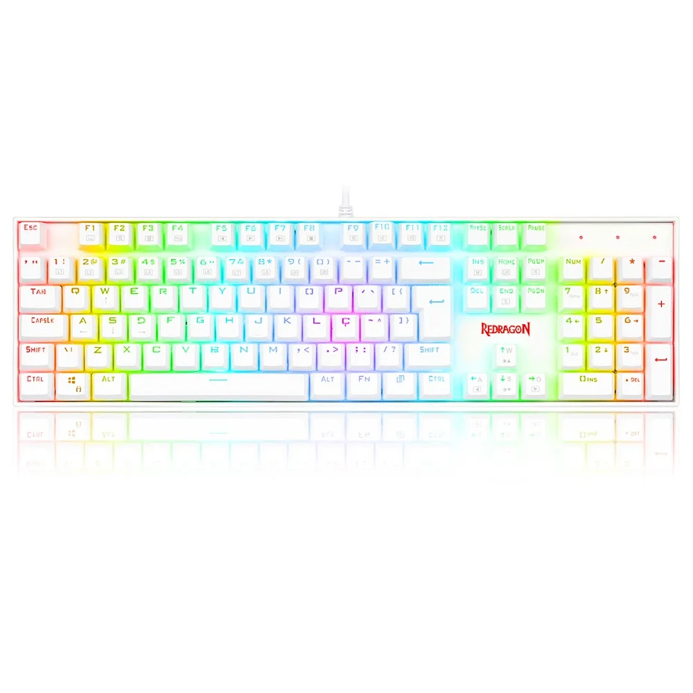 Teclado Gamer Mecânico Redragon Mitra RGB Branco ABNT2 K551W-RGB-PT