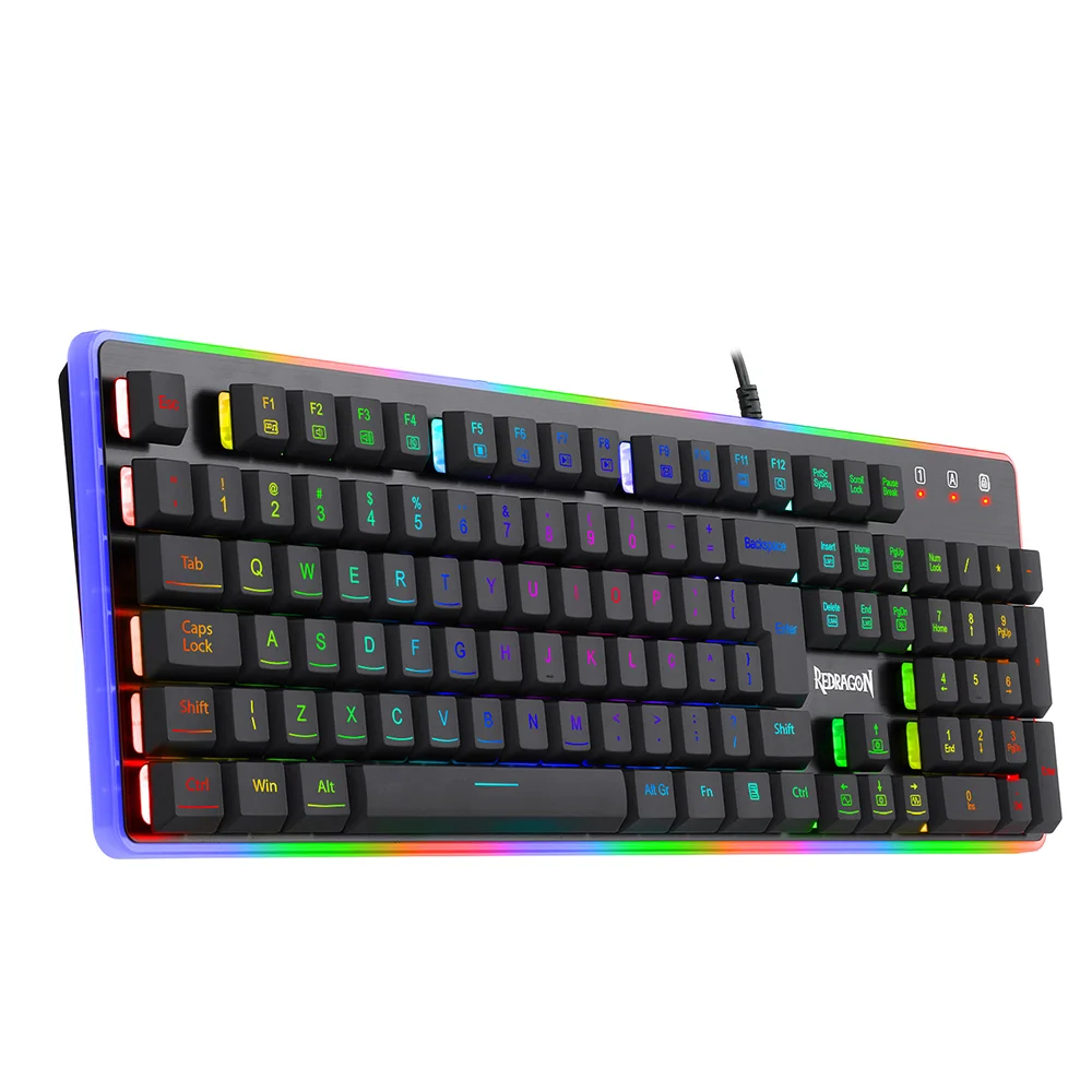 Teclado Gamer Membrana Redragon Dyaus 2 RGB 11 Teclas Multimídia ABNT2 Preto K509RGB
