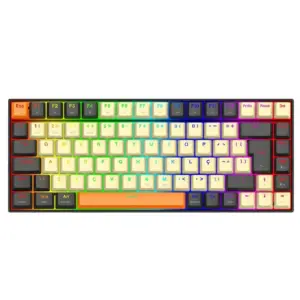 Teclado Gamer Mecânico Redragon Phantom Pro RGB 3-Mode Sem Fio Switch Brown Cinza e Creme K629CG-O-PRO