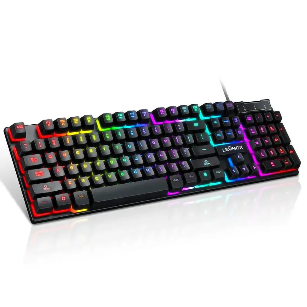 Teclado Semi-Mecânico Lehmox Gamer USB LED RGB QWERTY ABNT2 Anti-Ghosting LEY-2086
