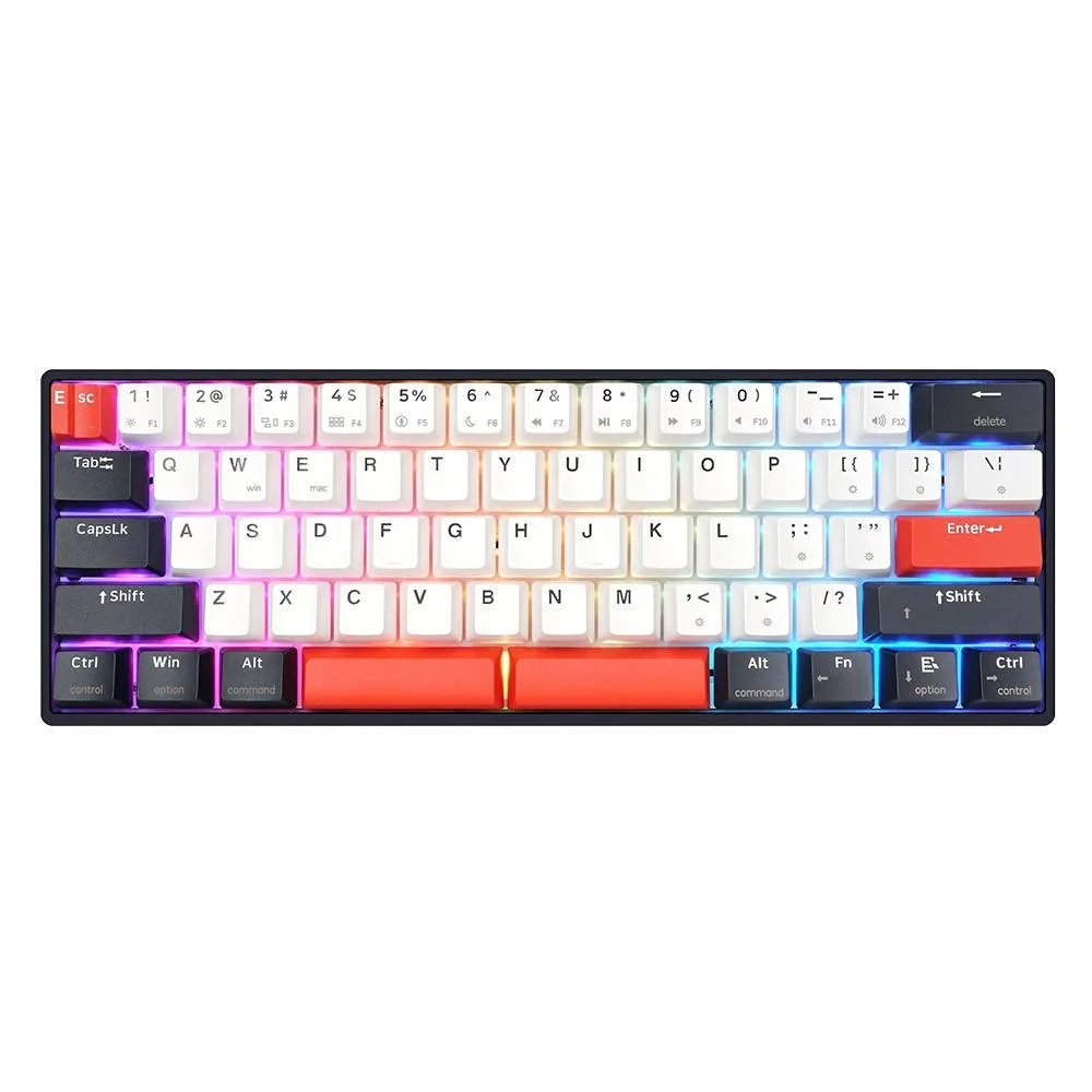 Teclado Gamer Mecânico Skyloong GK61 QMK/VIA 60% RGB Hotswap Switch KTT Brown Preto