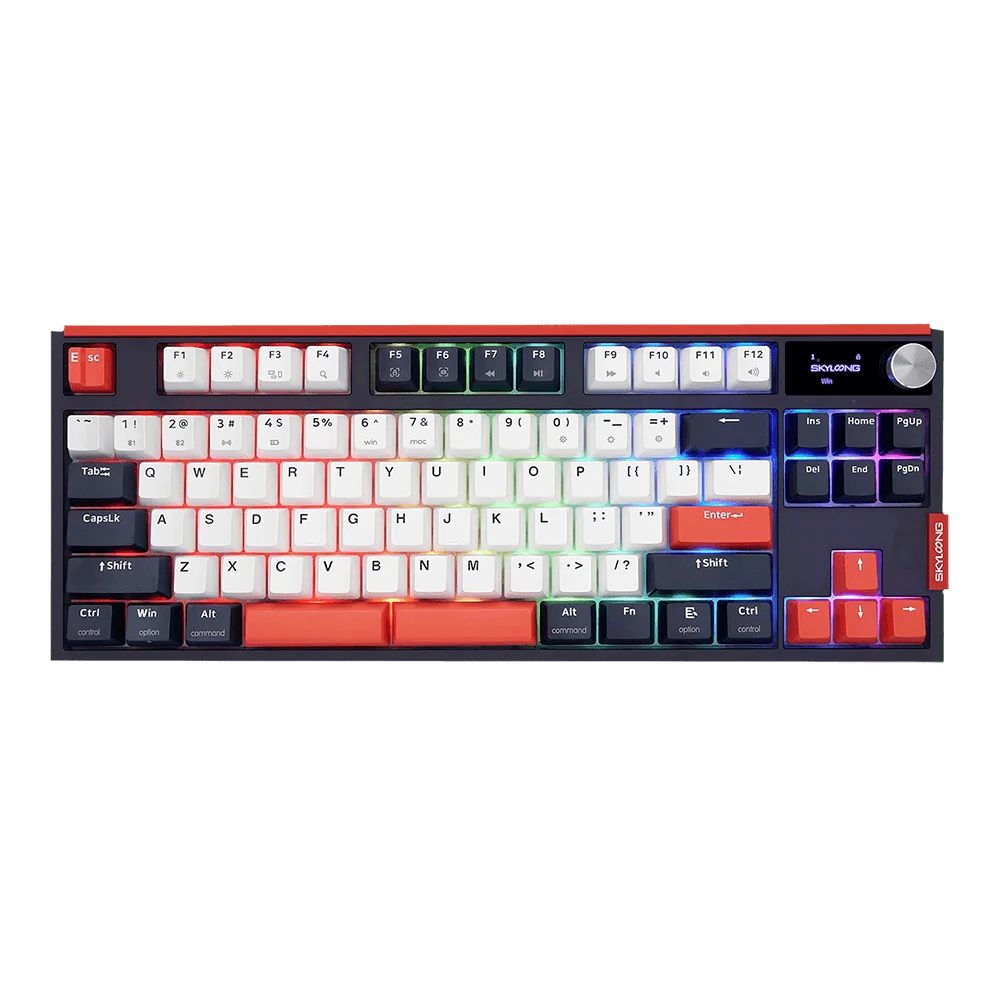 Teclado Gamer Óptico Skyloong GK87 8K RGB Hotswap LCD Switch Silver Preto