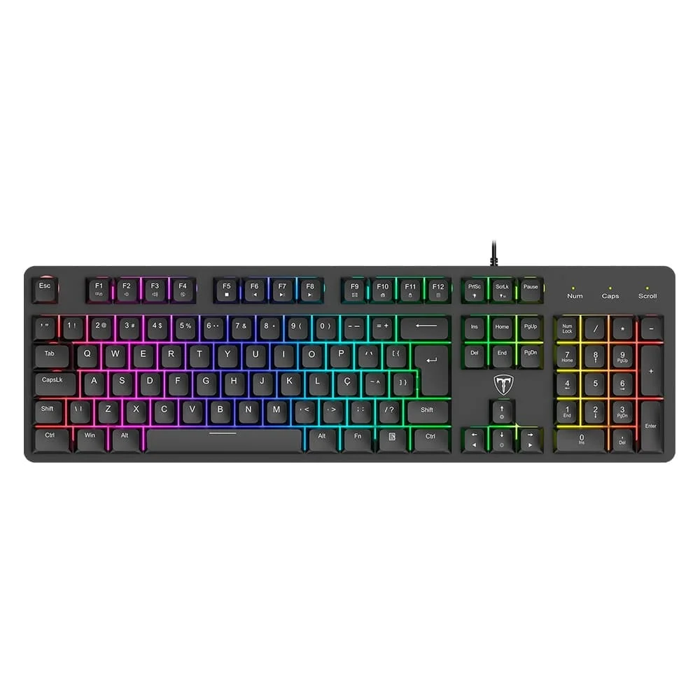 Teclado Gamer Membrana T-Dagger Echo RGB Full-Size ABNT2 Preto T-TGK109