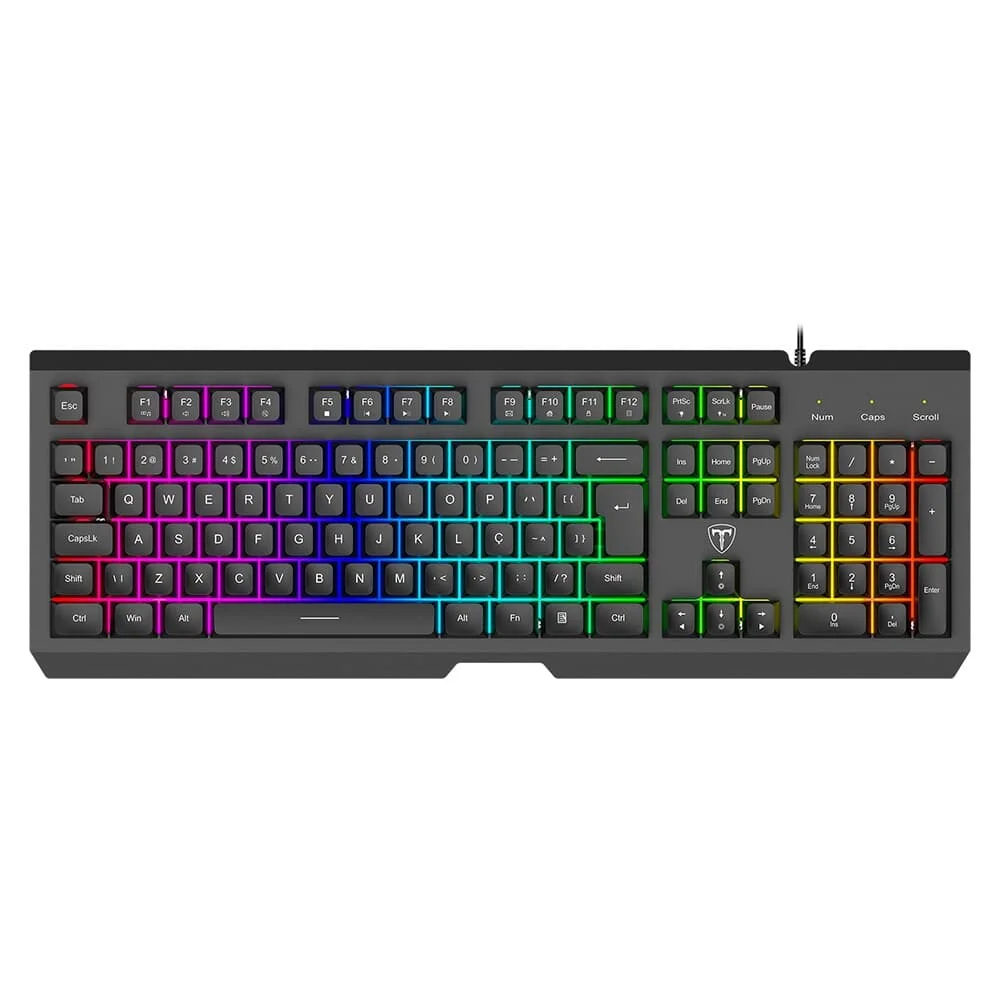Teclado Gamer Membrana T-Dagger Nova RGB Full-Size ABNT2 Preto T-TGK110-PT