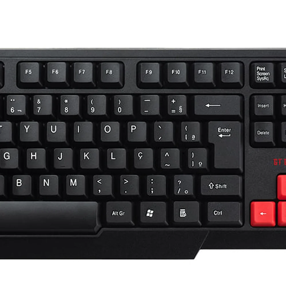 Teclado Gamer Goldentec T-Gaming Preto com Vermelho