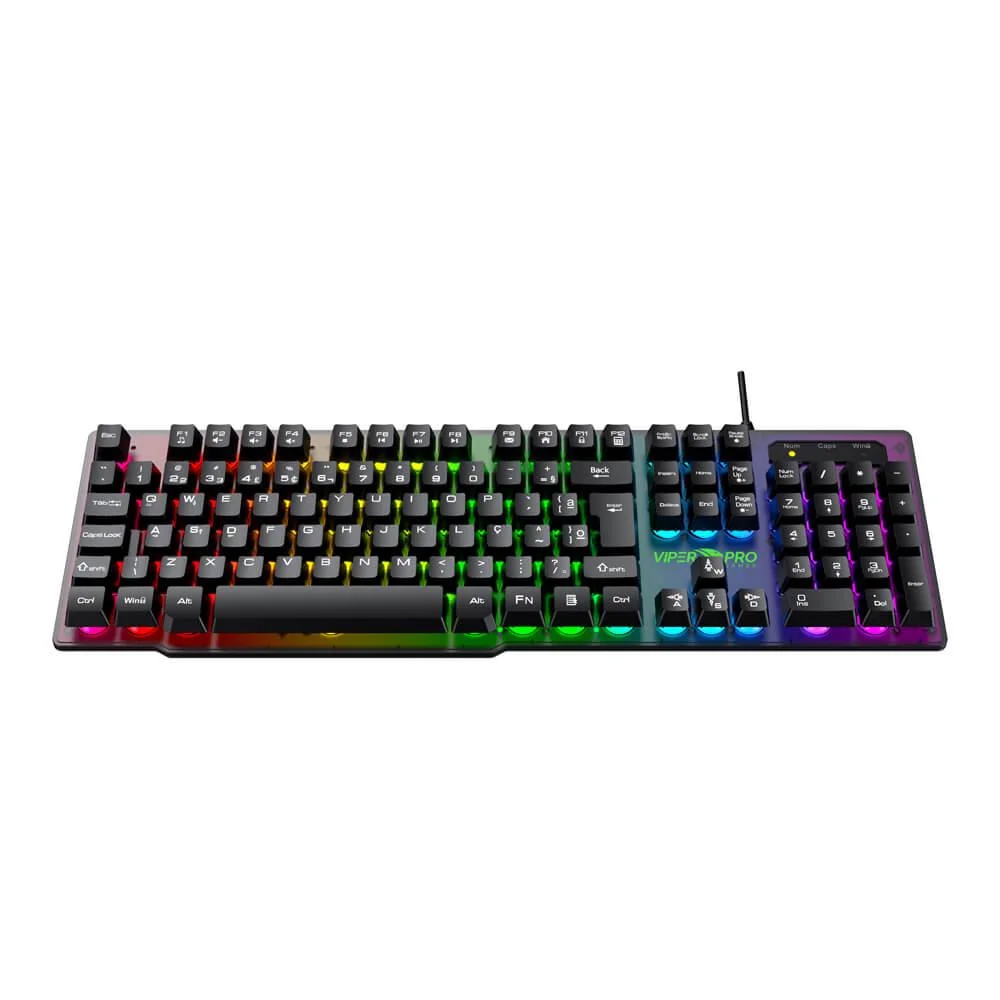 Teclado Gamer Semi-Mecânico Viper Pro Naja RGB Preto 408