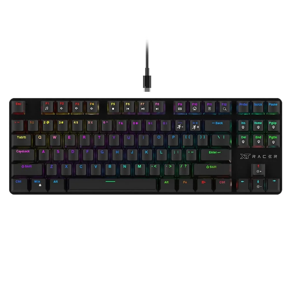 Teclado Gamer Mecânico XT Racer Tank RGB Anti-Ghosting Switch Outemu Vermelho ABNT2 Preto XTK-120