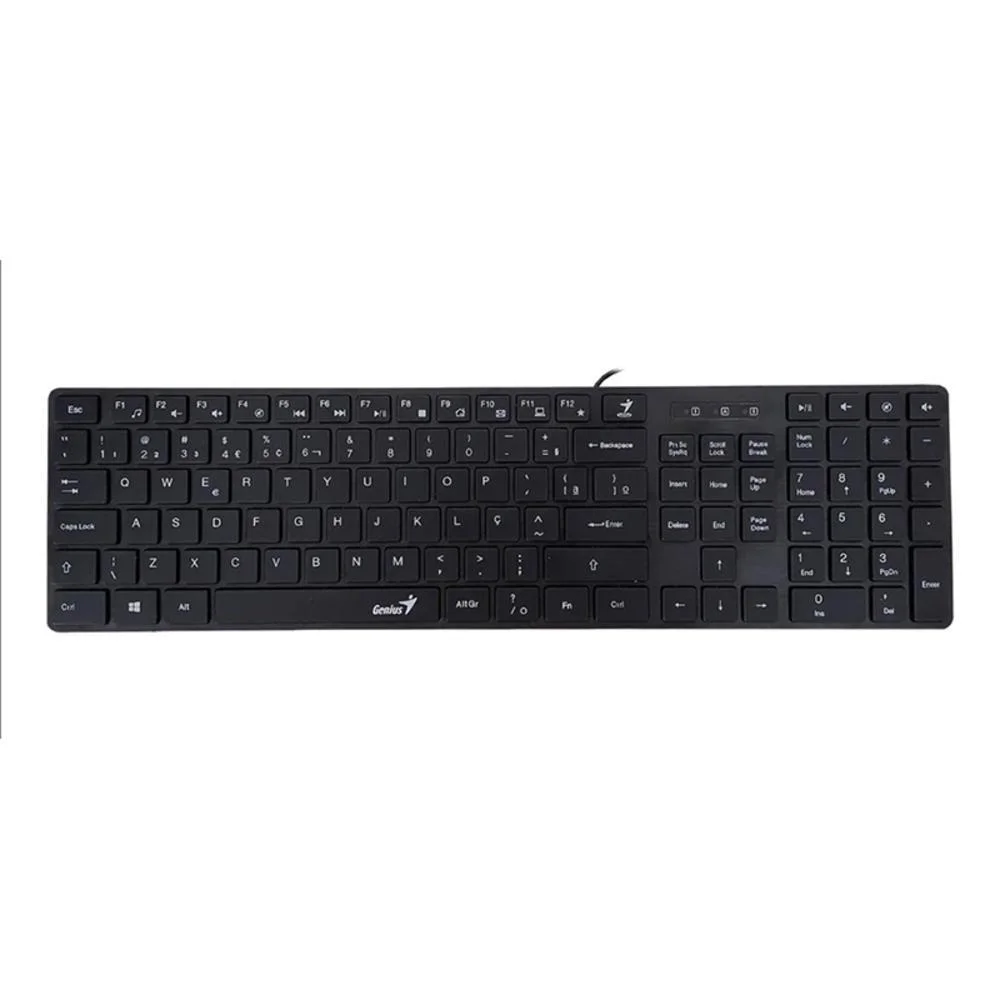 Teclado Genius Slimstar 126 Preto USB Tecla Chocolate Slim Sem Borda F1-F2 Customizável