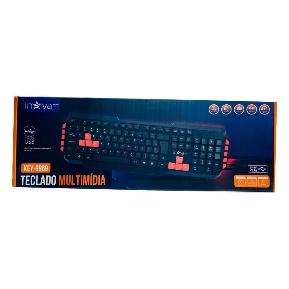 Teclado Inova Multimídia USB PC e Notebook Padrão ABNT2