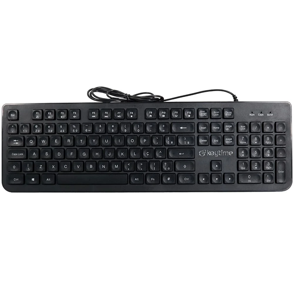Teclado Membrana Keytime Proboard USB 2.0 Full-Size ABNT2 Preto KYT00011
