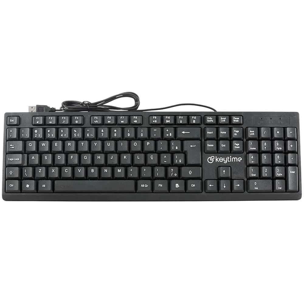 Teclado Membrana Keytime Typeflow USB 2.0 Full-Size ABNT2 Preto KYT00009