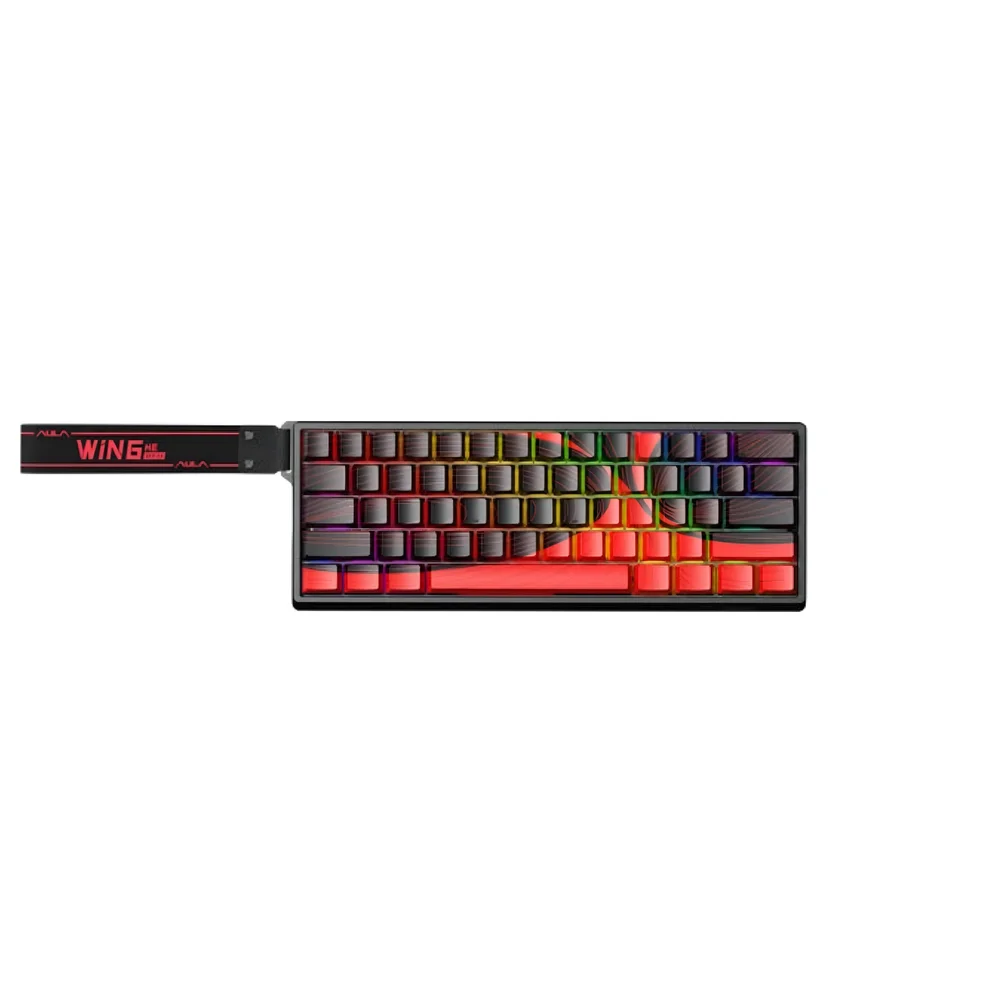 Teclado Gamer Magnético Aula Win60HE 8000Hz Preto/Vermelho