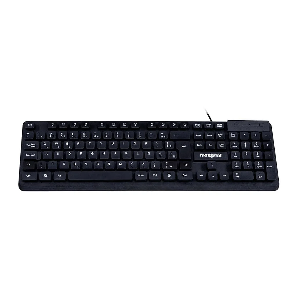 Teclado Maxprint Perfil Baixo USB 2.0 Teclas Flutuantes ABNT2 Preto TE-2001