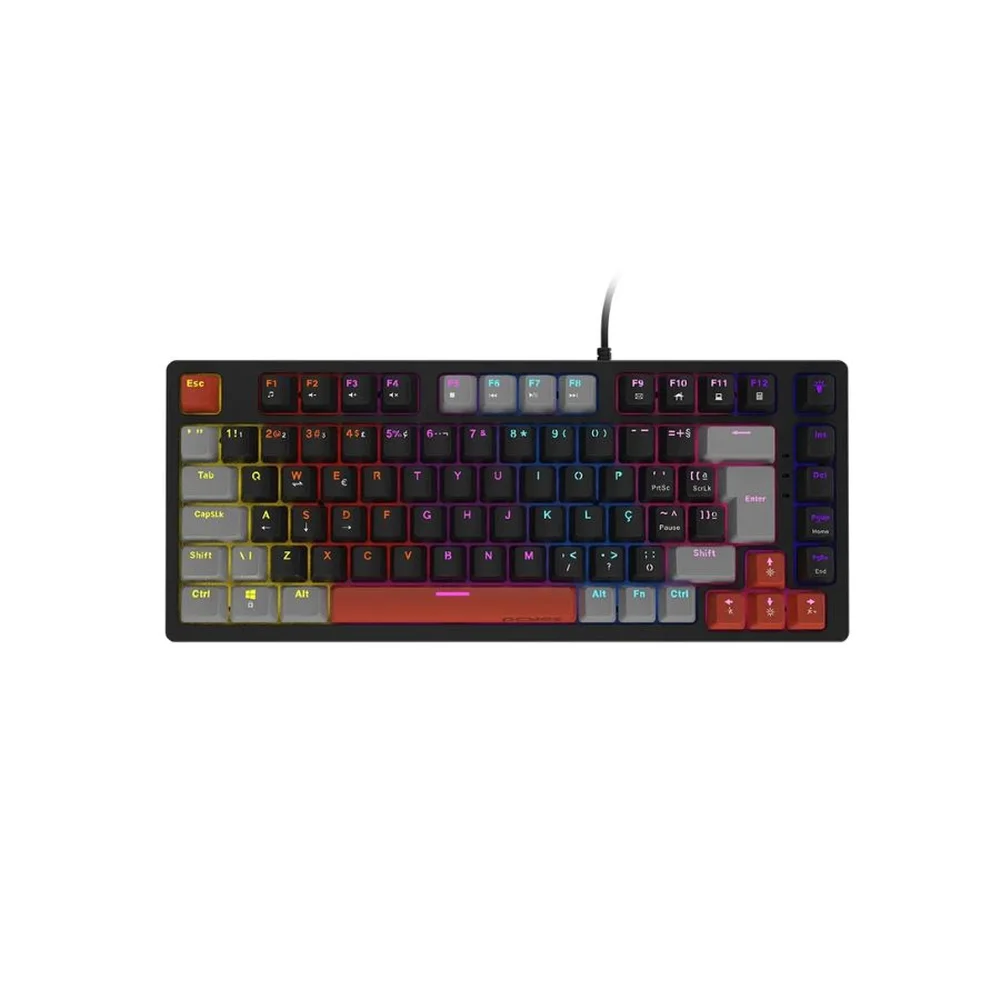 Teclado Gamer Mecânico PCyes Kirin Black Vulcan 75% LED Rainbow Switch Blue PTKR75BL