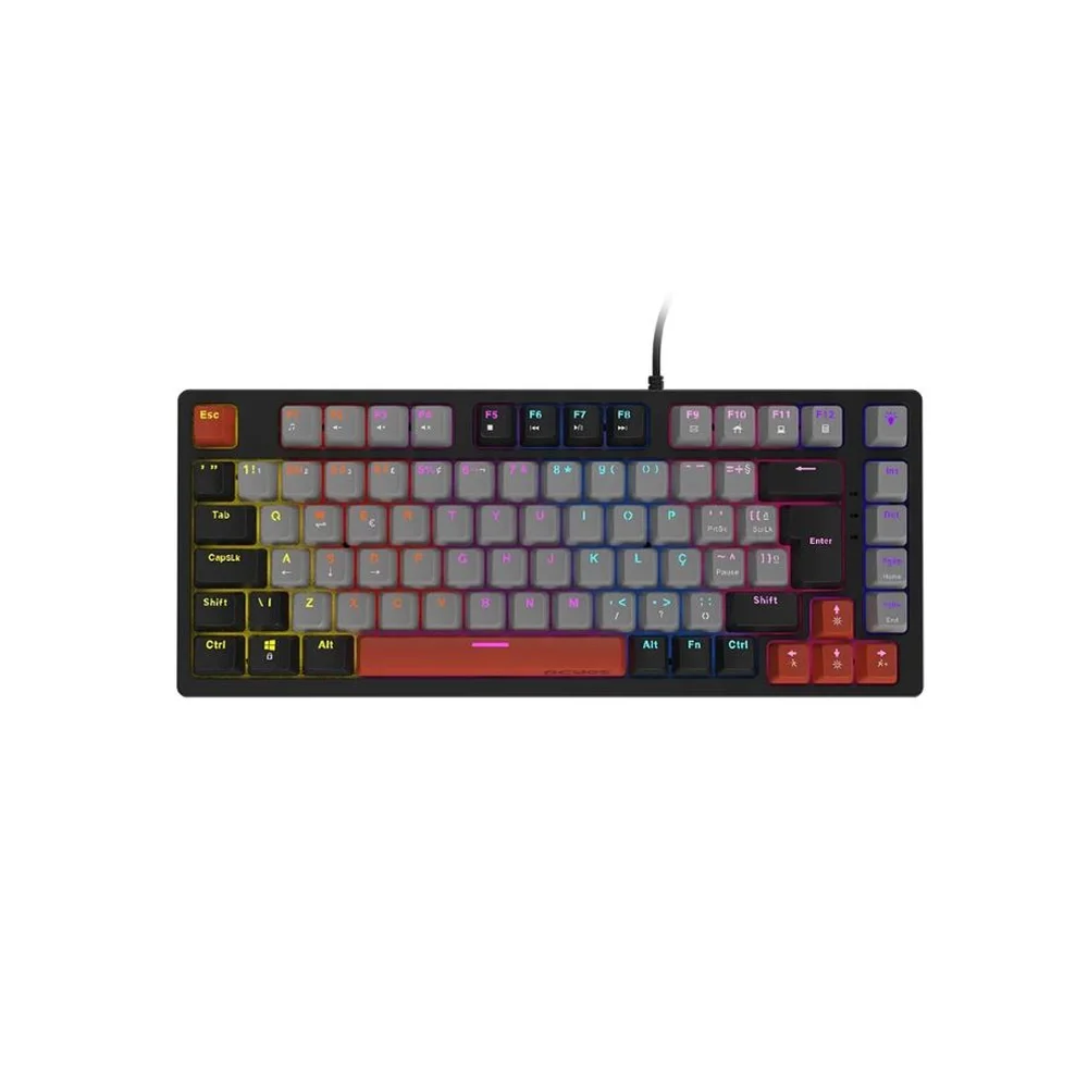 Teclado Gamer Mecânico PCyes Kirin Black Vulcan 75% LED Rainbow Switch Red PTKR75RD
