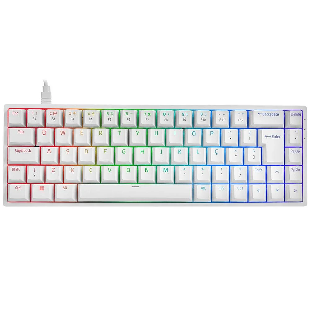 Teclado Gamer Mecânico Akko 3068S Switch Blue Branco