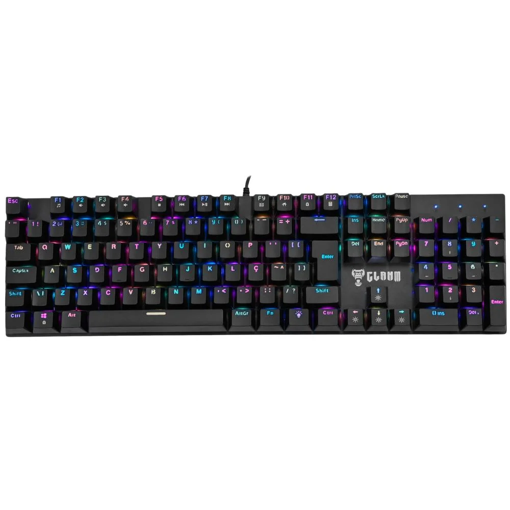 Teclado Mecânico Clanm King Gamer Switch Red 100% 18 Modos LED RGB com Teclado Numérico