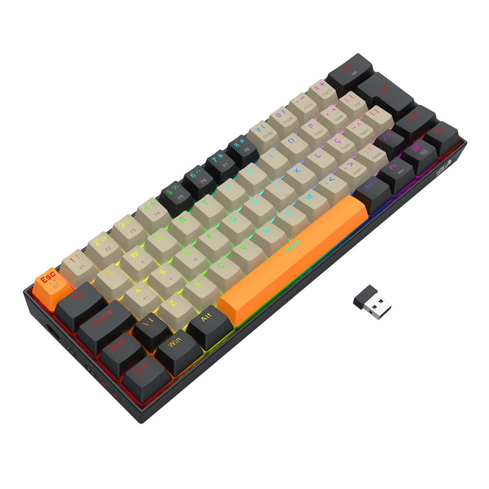 Teclado Gamer Mecânico Redragon Draconic Pro Switch Brown Preto/Cinza/Laranja