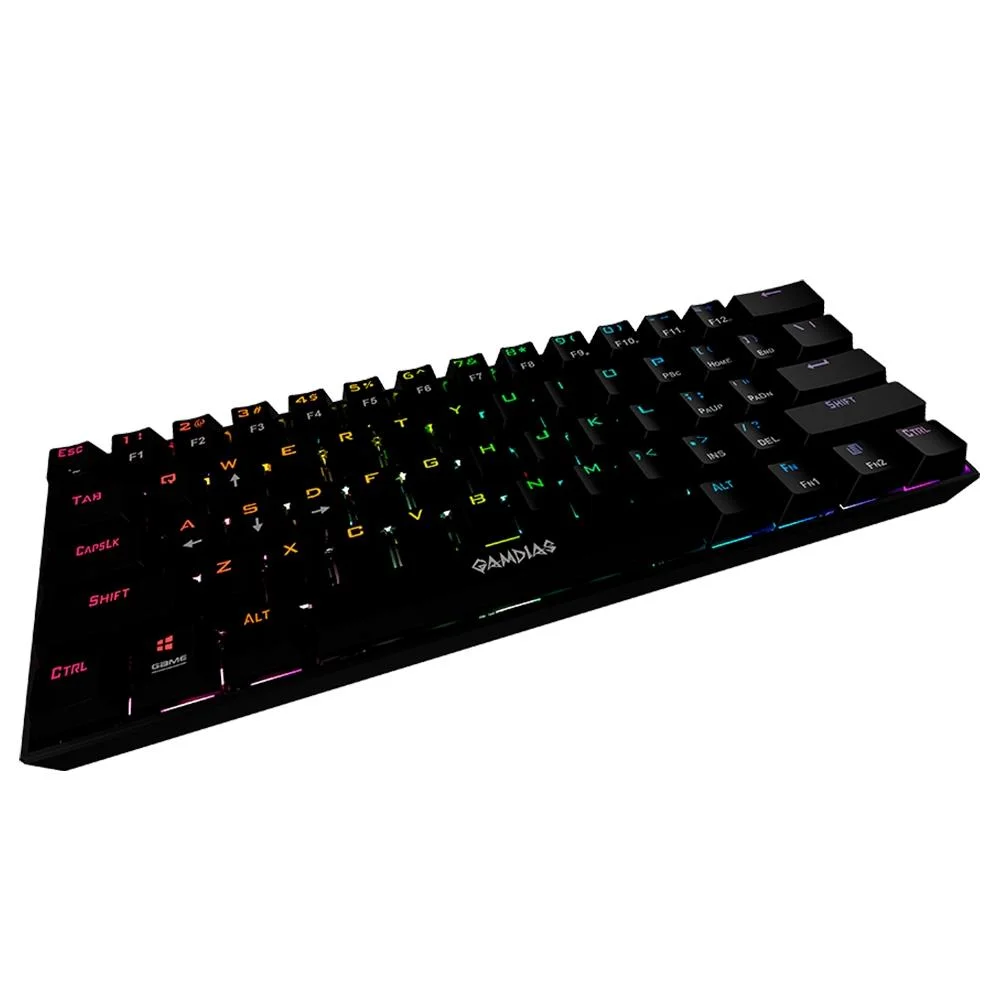 Teclado Gamer Mecânico Gamdias Hermes E3 60% RGB Switch Gamdias Blue ANSI Preto E3-RGB-BK-BLUE