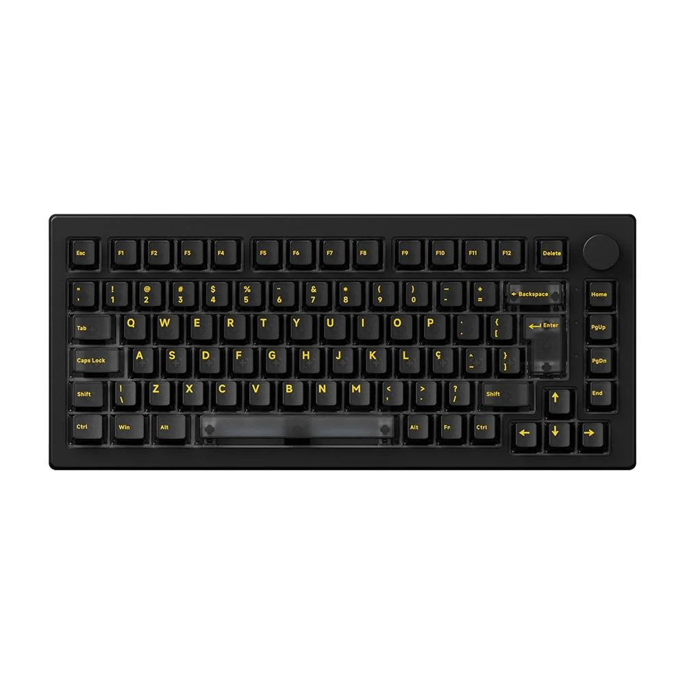 Teclado Gamer Mecânico Akko 5108B-Plus Demon Slayer Kamado Tanjirou RGB Bluetooth Switch Cream Yellow V3 Pro ANSI Preto