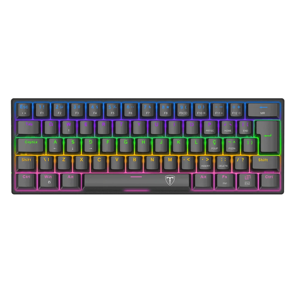 Teclado Gamer Mecânico T-Dagger Arena Rainbow Switch Brown ABNT2 Preto T-TGK321-BR