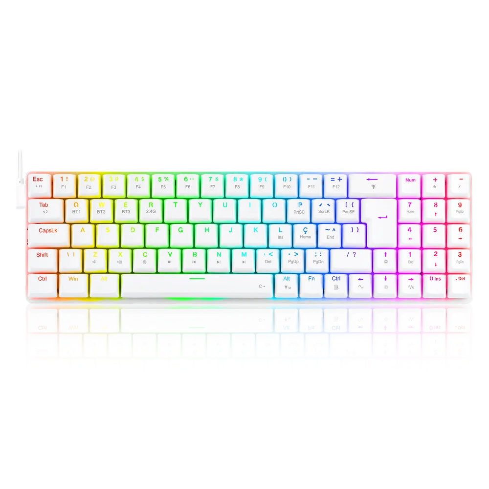 Teclado Gamer Mecânico Redragon Ashe RGB Switch Red Branco